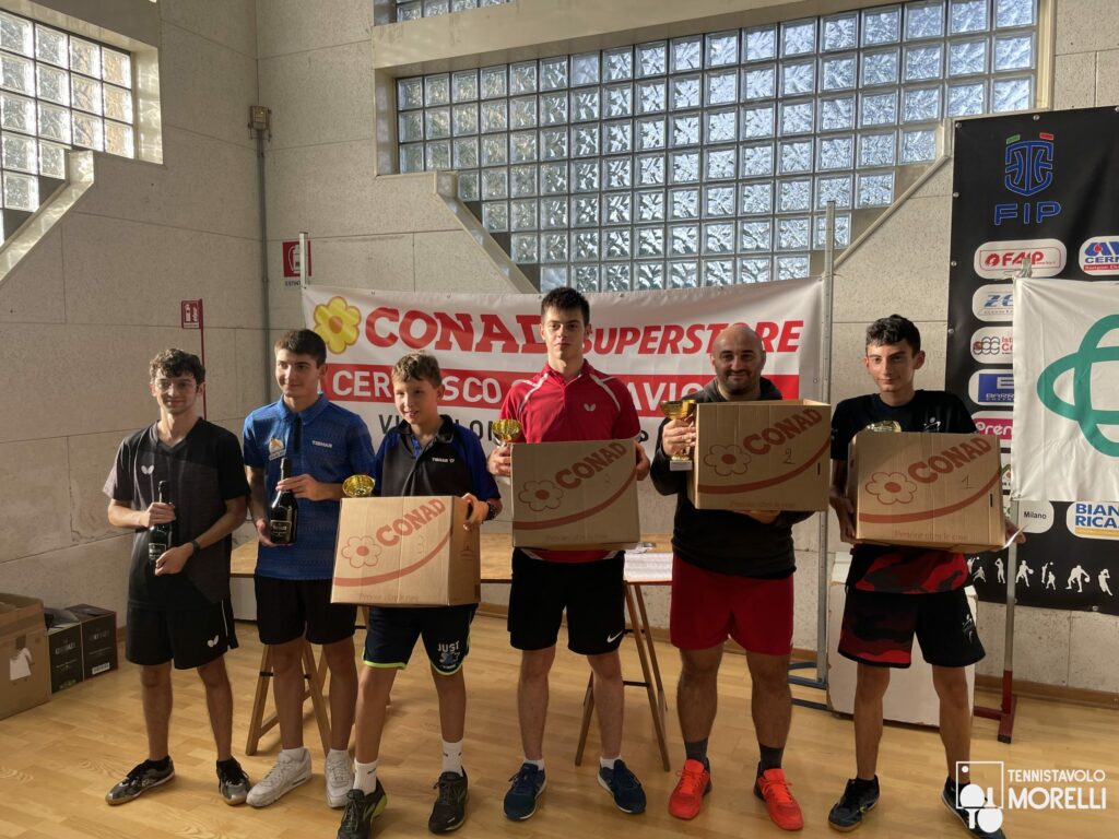 Torneo Open Fitet di Cernusco 2023 (Milano) 2023 Tennistavolo Morelli - Podio sesta categoria - Conad Super Store