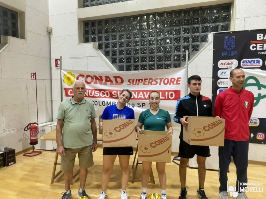 Torneo Open Fitet di Cernusco 2023 (Milano) 2023 Tennistavolo Morelli - Podio terza categoria - Conad Super Store