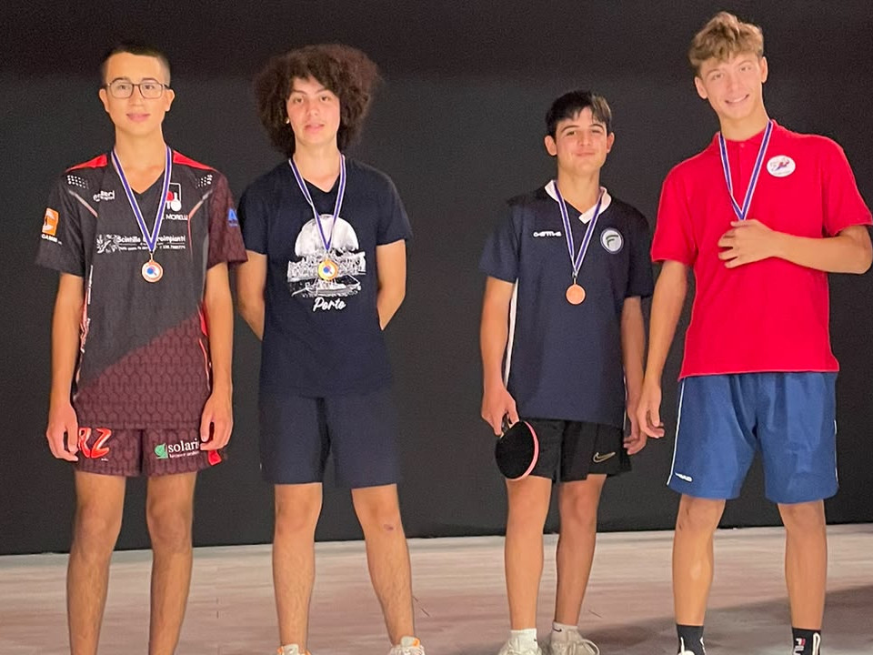 Podio della categoria Allievi Under 15, con Andrea Riolo del TT Morelli secondo classificato