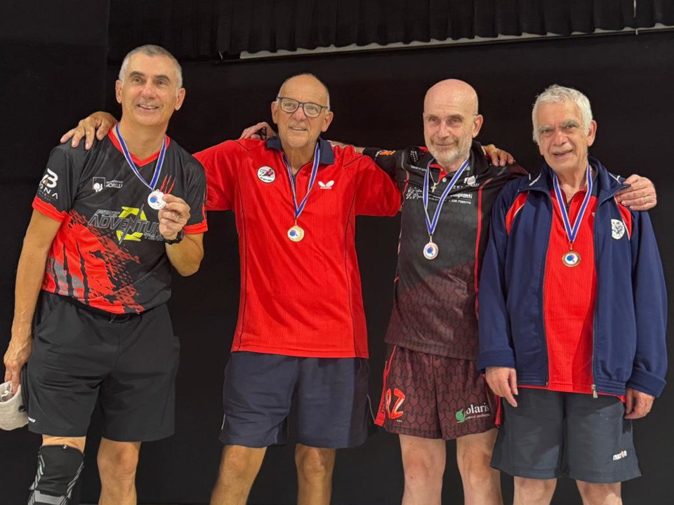 Podio dei Veterani B nella prima prova CSI Milano 2026/27 condiviso dagli atleti del TT Morelli e dell’UP Settimo con Vittorio Brambilla e Aniello D'Aloia